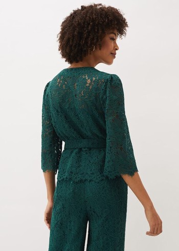 Phase Eight Aliza Lace Co-Ord Shirts Deep Green Canada | ZSTADU-576